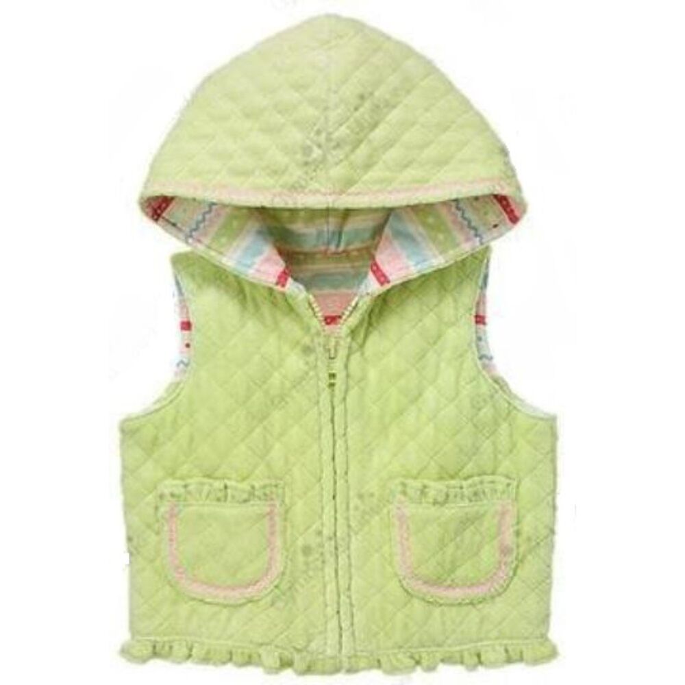 NEW Gymboree girls 12-18 baby cakes green quilted hoodie vest jacket coat pink